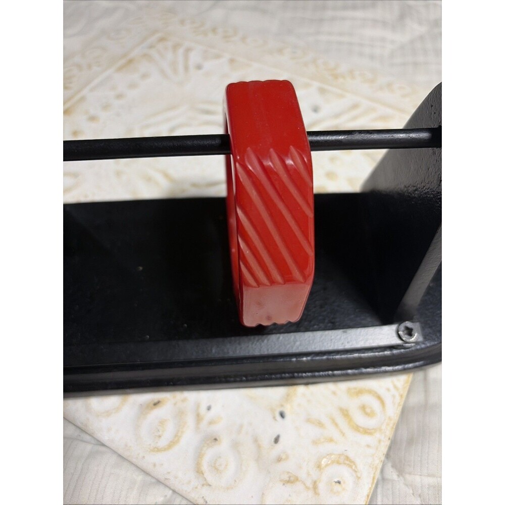 Vintage 7/8" Red Bakelite Bracelet! Octagon Shape w/ Diagonal Slash Carvings!